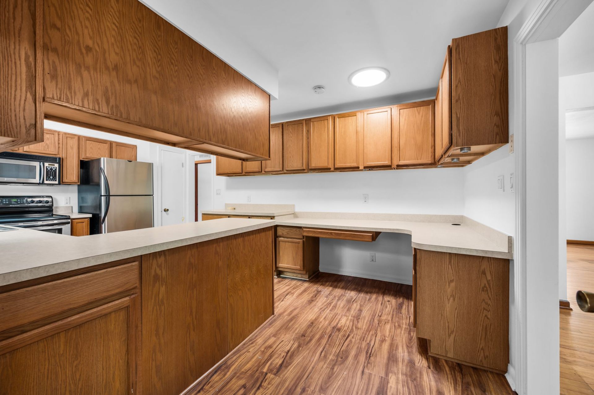 Kitchen prep counter and desk nook
